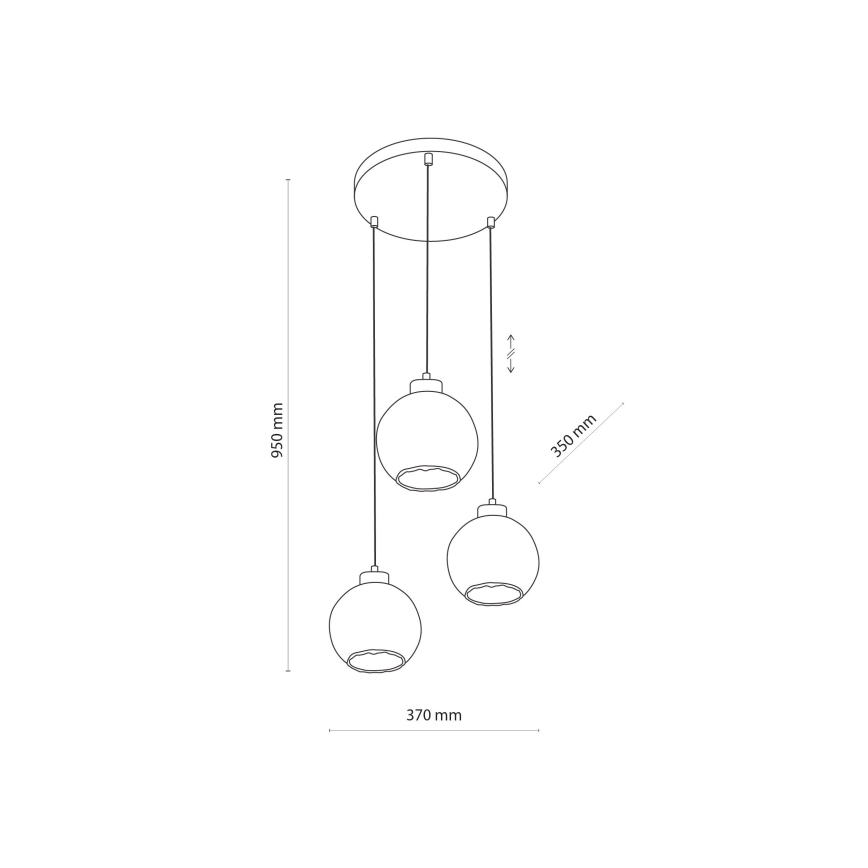 LED luster na sajli DEVI 3xE27/15W/230V crna/dimljeno bež