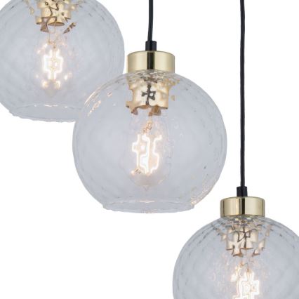 LED luster na sajli DEVON 3xE27/15W/230V crna/prozirna