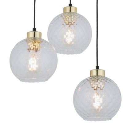 LED luster na sajli DEVON 3xE27/15W/230V crna/prozirna