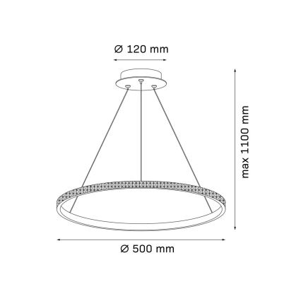 LED luster na sajli DIANA LED/25W/230V 4000K pr. 50 cm zlatna