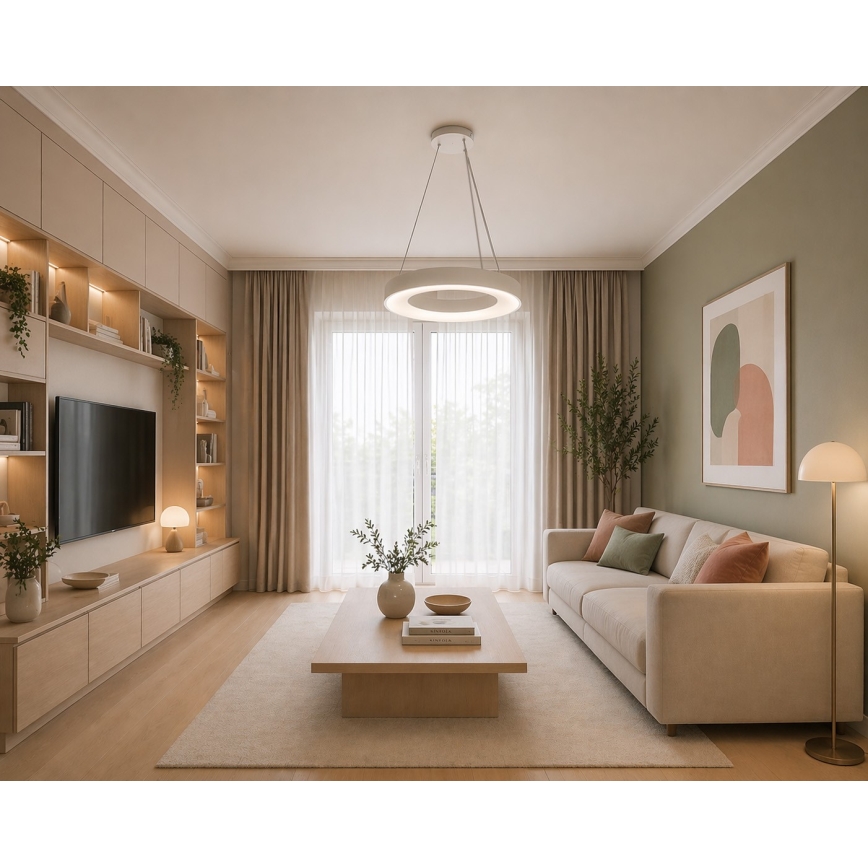 LED luster na sajli DRAX LED/32W/230V 4000K Ø 38 cm bijela