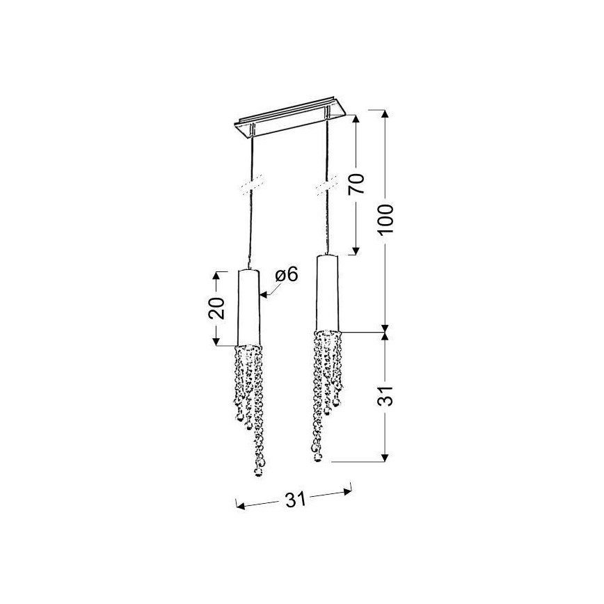 LED luster na sajli DUERO 2xLED/3W/230V
