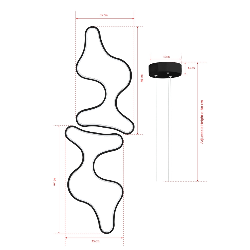 LED luster na sajli DUPLE ARTISAN LED/80W/230V 6500K crna