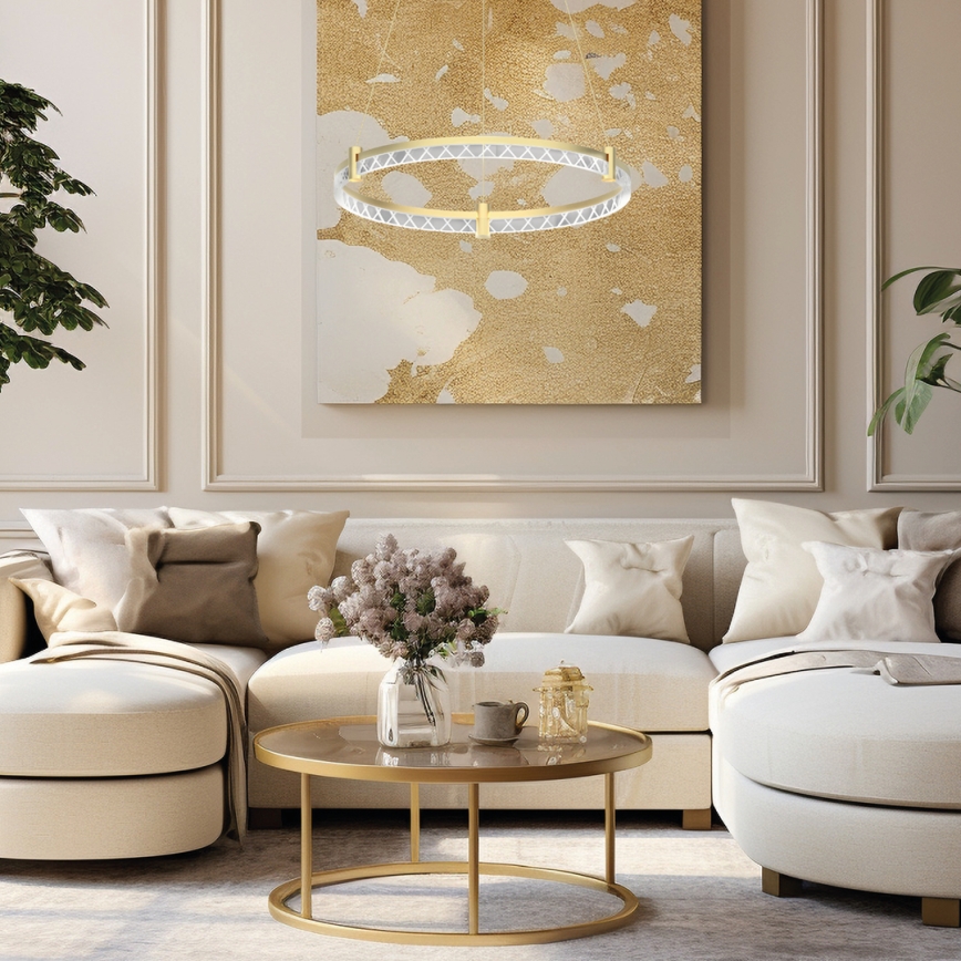 LED Luster na sajli ELEGANCE LED/36W/230V pr. 60 cm zlatna