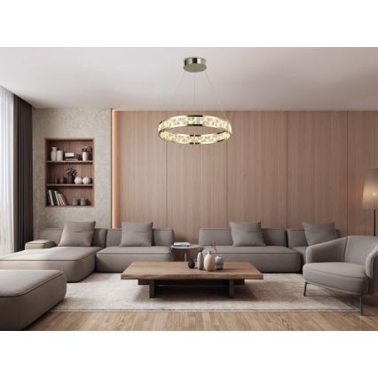 Kristalni LED luster s prigušivanjem na sajli ENRIQUE LED/55W//230V 3000-6000K Ø 80 cm + daljinski upravljač