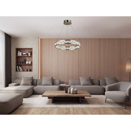 Kristalni LED luster s prigušivanjem na sajli ENRIQUE LED/55W//230V 3000-6000K Ø 80 cm + daljinski upravljač