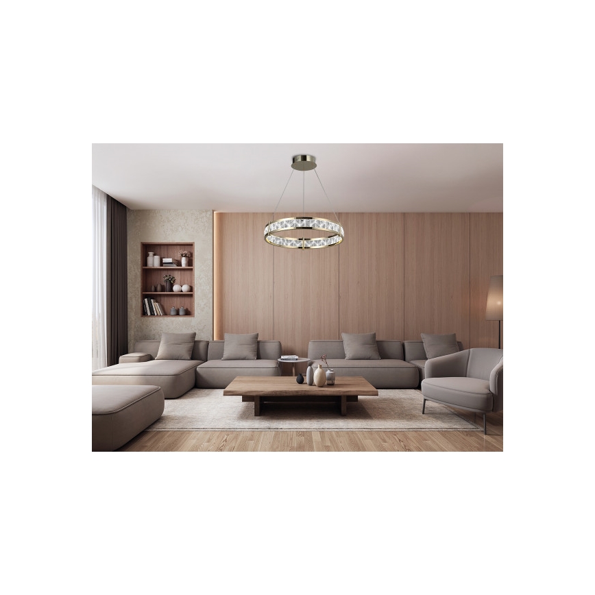 Kristalni LED luster s prigušivanjem na sajli ENRIQUE LED/55W//230V 3000-6000K Ø 80 cm + daljinski upravljač