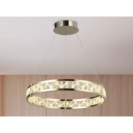 Kristalni LED luster s prigušivanjem na sajli ENRIQUE LED/55W//230V 3000-6000K Ø 80 cm + daljinski upravljač