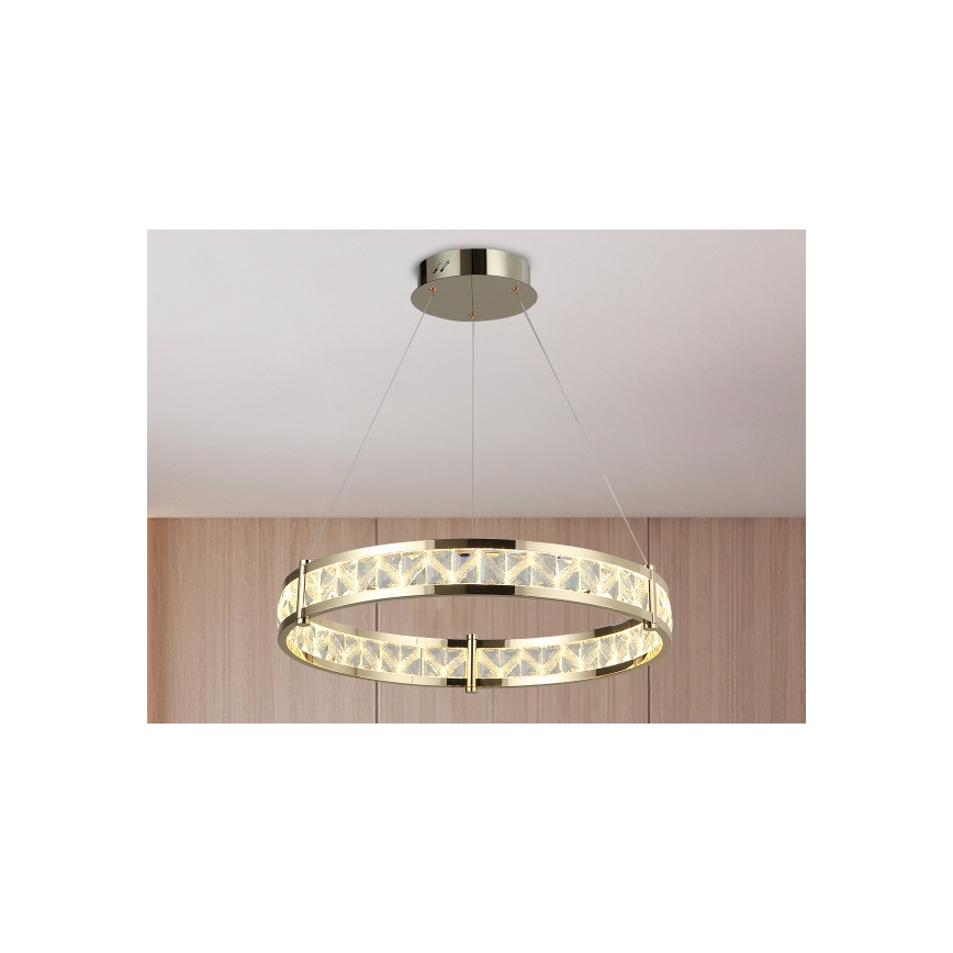 Kristalni LED luster s prigušivanjem na sajli ENRIQUE LED/55W//230V 3000-6000K Ø 80 cm + daljinski upravljač