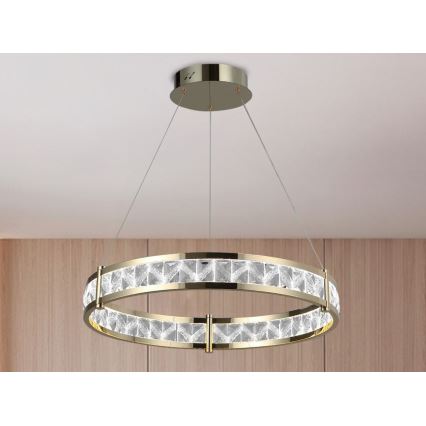Kristalni LED luster s prigušivanjem na sajli ENRIQUE LED/55W//230V 3000-6000K Ø 80 cm + daljinski upravljač