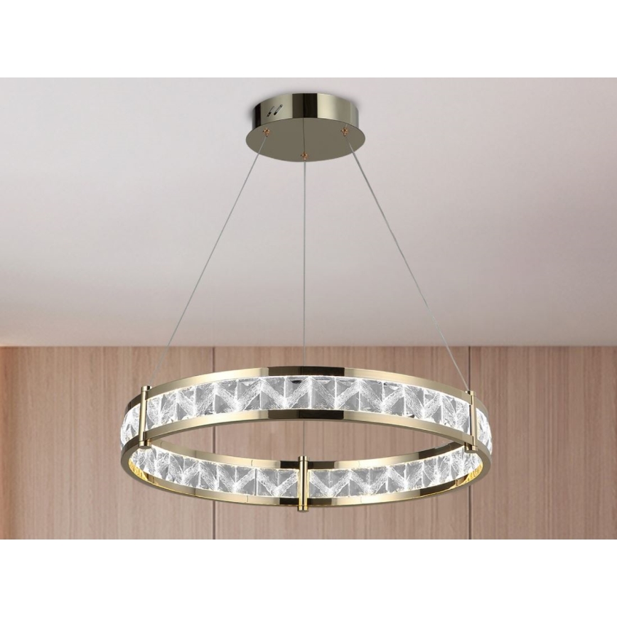 Kristalni LED luster s prigušivanjem na sajli ENRIQUE LED/55W//230V 3000-6000K Ø 80 cm + daljinski upravljač