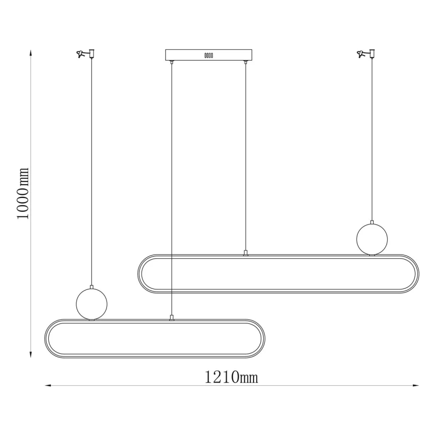 LED luster na sajli FLORENTYNA LED/48W/230V 4000K zlatna/crna