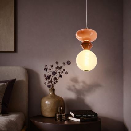 LED luster na sajli FLORES LED/10W/230V zlatni/narančasti/smeđi