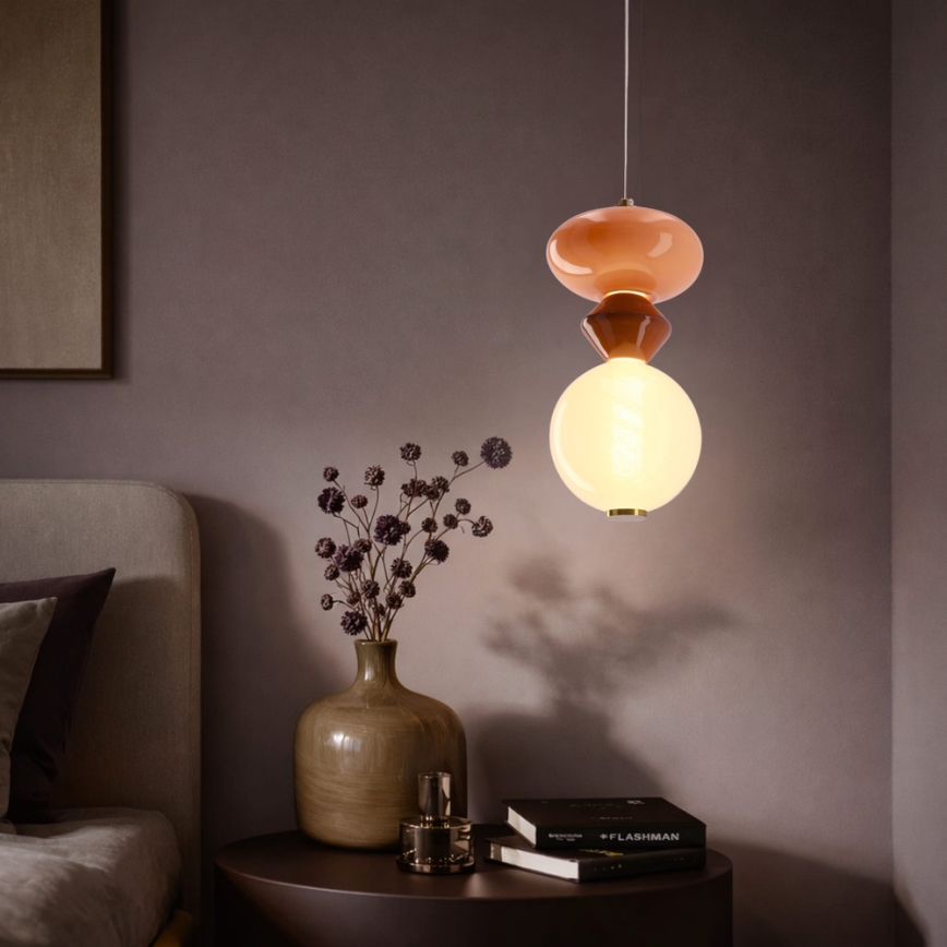 LED luster na sajli FLORES LED/10W/230V zlatni/narančasti/smeđi