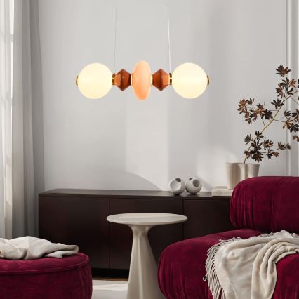 LED luster na sajli FLORES LED/15W/230V zlatna/narančasta/smeđa