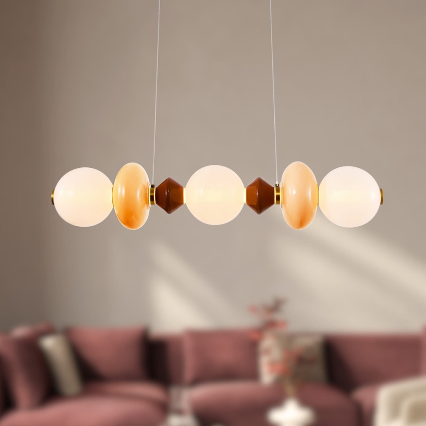 LED luster na sajli FLORES LED/20W/230V zlatna/narančasta/smeđa