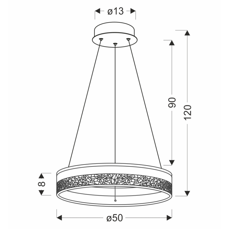 LED luster na sajli FROZI LED/32W/230V pr. 50 cm zlatni