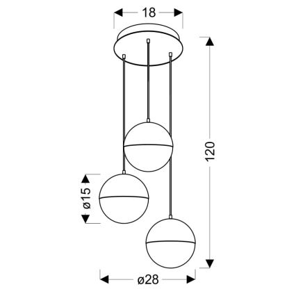 LED luster na sajli FURNI 3xLED/5W/230V zlatna