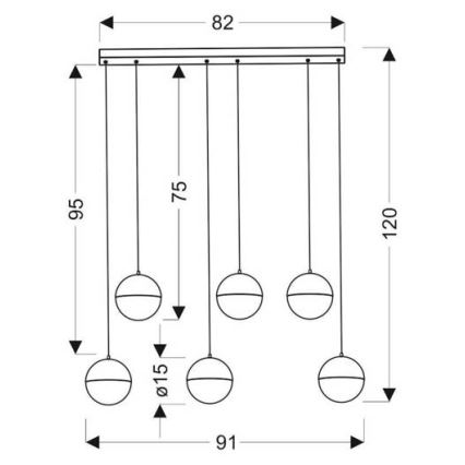 LED luster na sajli FURNI 6xLED/5W/230V