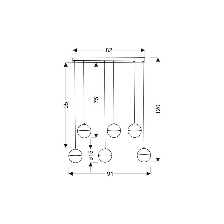 LED luster na sajli FURNI 6xLED/5W/230V