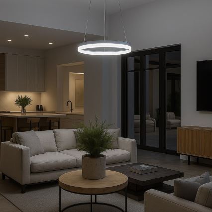 LED luster na sajli GALA LED/25W/230V Ø 50 cm, srebrne boje