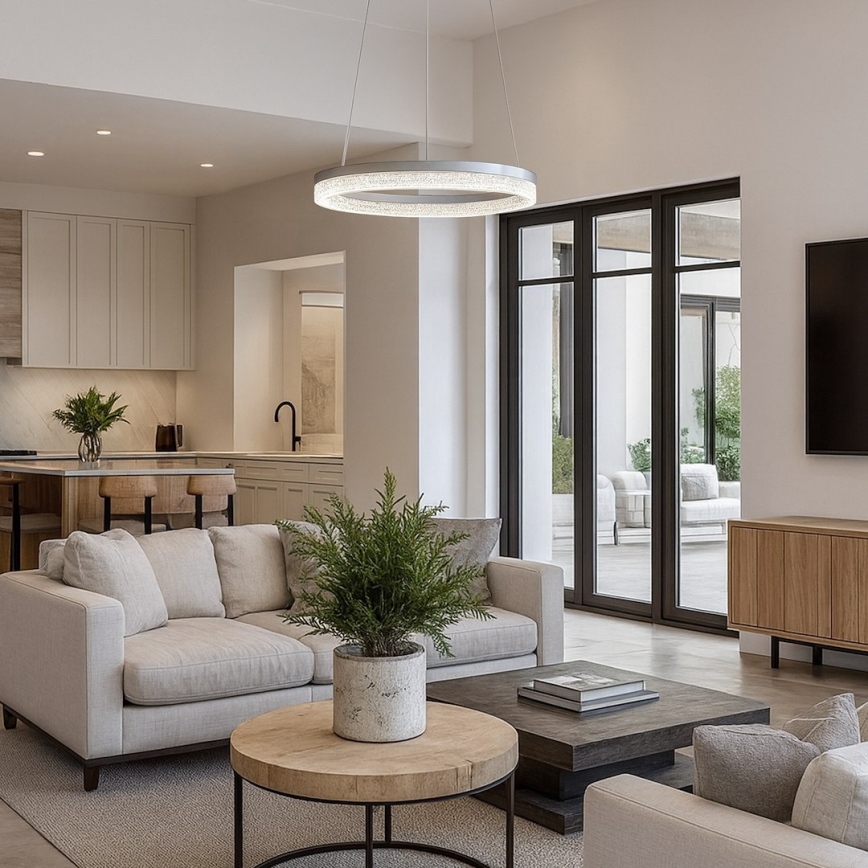 LED luster na sajli GALA LED/25W/230V Ø 50 cm, srebrne boje