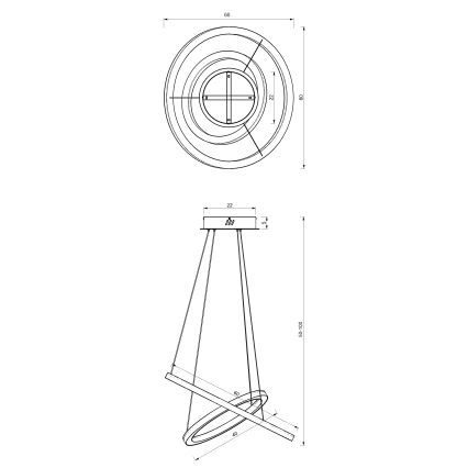 LED Luster na sajli GALAXIA LED/46W/230V crna