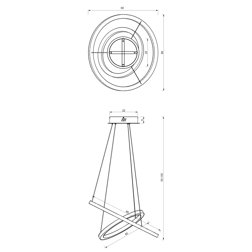 LED Luster na sajli GALAXIA LED/46W/230V crna