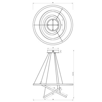 LED Luster na sajli GALAXIA LED/85W/230V crna