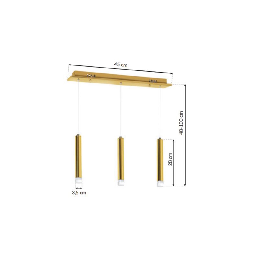 LED Luster na sajli GOLDIE 3xLED/15W/230V zlatna
