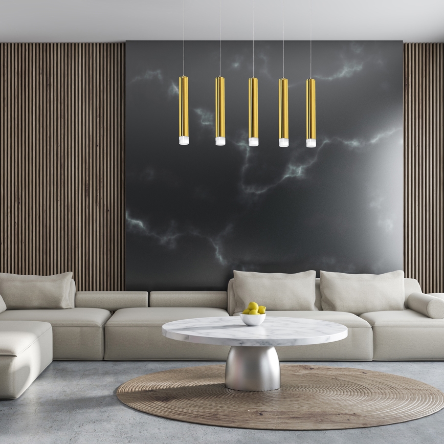 LED Luster na sajli GOLDIE 5xLED/25W/230V zlatna
