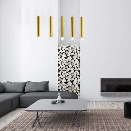 LED Luster na sajli GOLDIE 5xLED/25W/230V zlatna