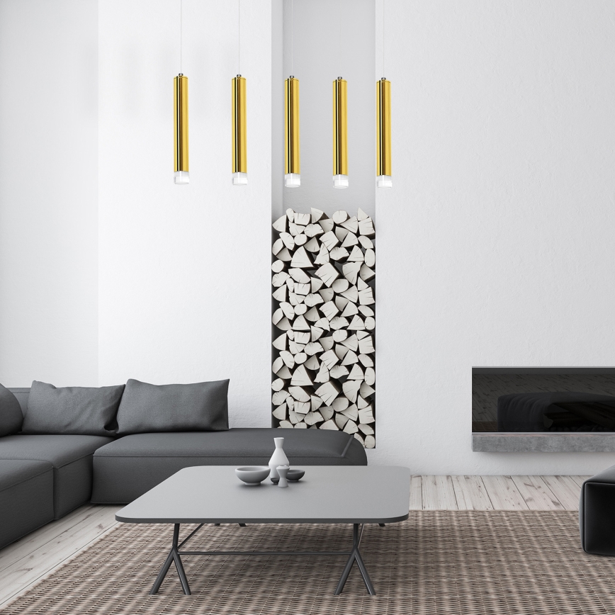 LED Luster na sajli GOLDIE 5xLED/25W/230V zlatna