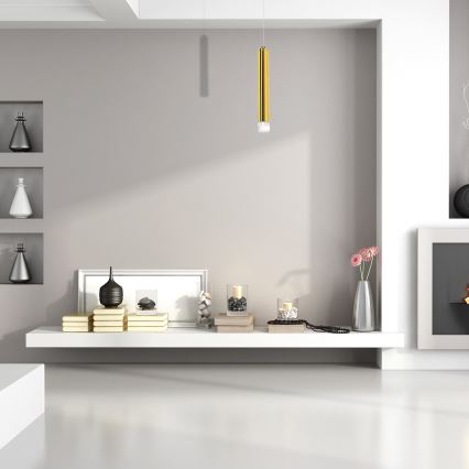 LED luster na sajli GOLDIE LED/5W/230V zlatni