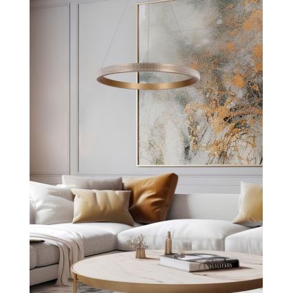 LED Luster na sajli HASHIM LED/22W/230V pr. 40 cm bakrena