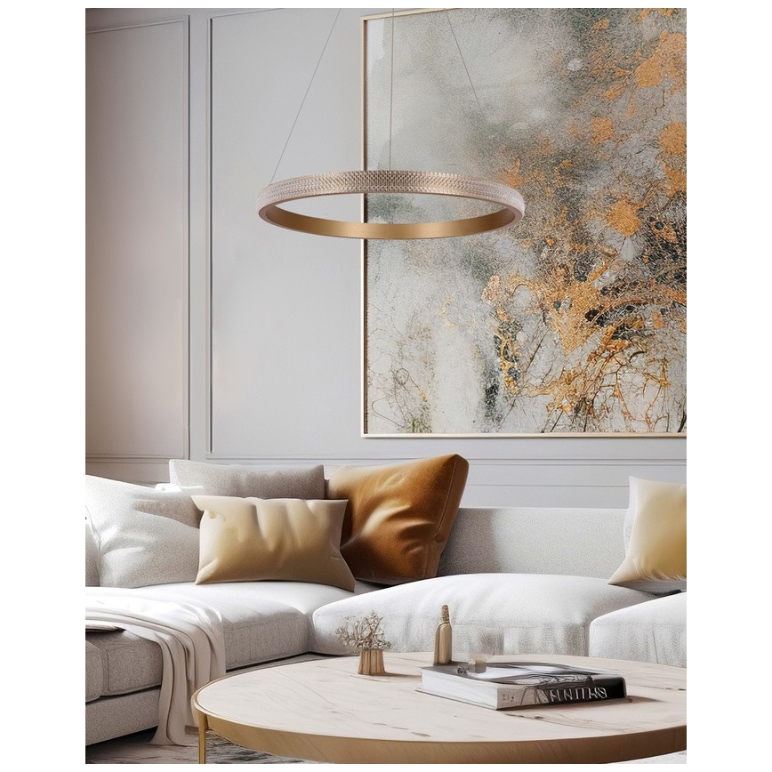 LED Luster na sajli HASHIM LED/34W/230V pr. 60 cm bakrena