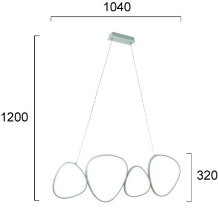 LED luster na sajli HELIX LED/50W/230V srebrni