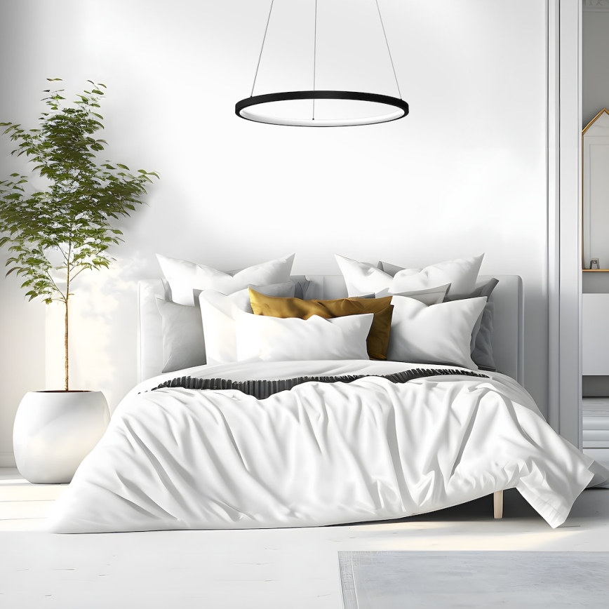 LED Luster na sajli HOOP LED/27W/230V pr. 50 cm 4000K crna