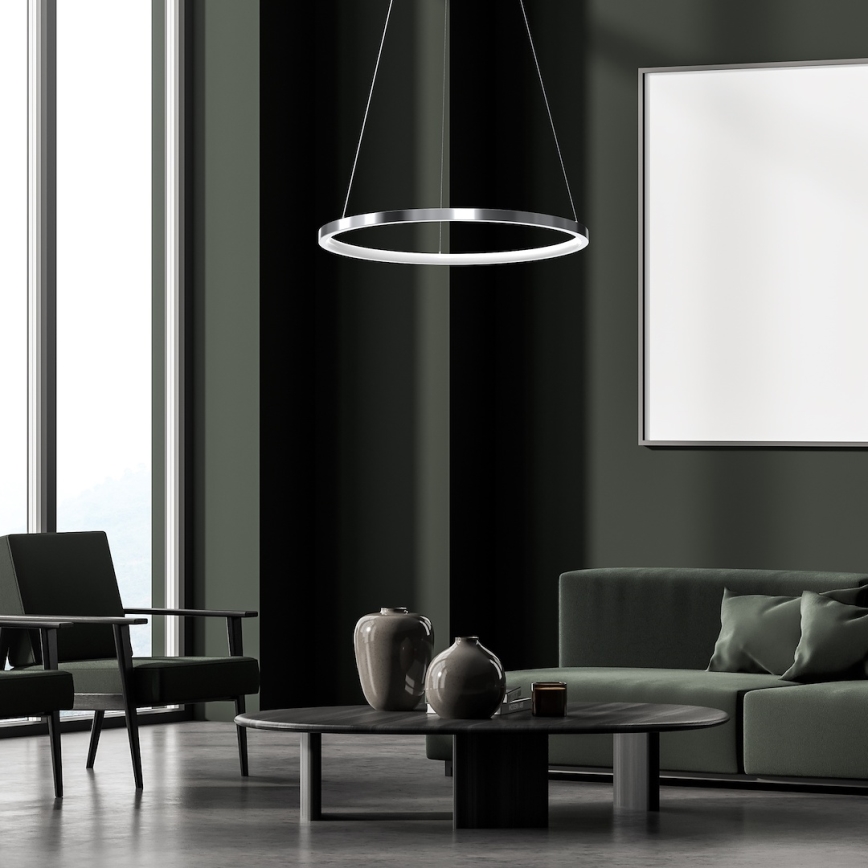 LED Luster na sajli HOOP LED/27W/230V pr. 50 cm 4000K sjajni krom