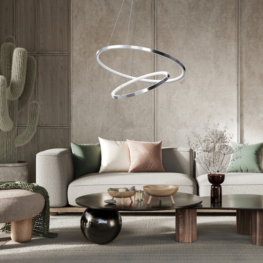LED Luster na sajli HOOP LED/51W/230V pr. 60 cm 4000K sjajni krom
