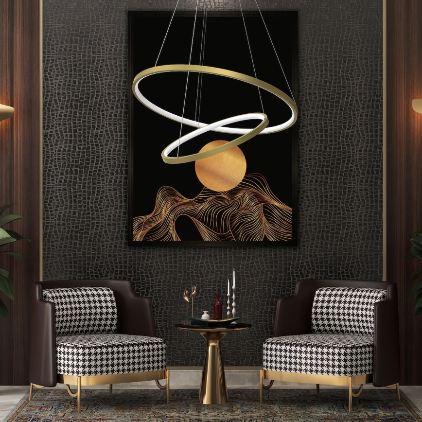 LED Luster na sajli HOOP LED/51W/230V pr. 60 cm 4000K zlatna