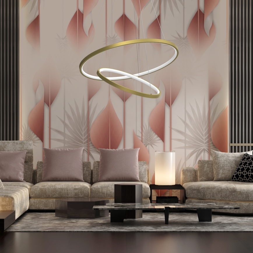 LED Luster na sajli HOOP LED/51W/230V pr. 60 cm 4000K zlatna