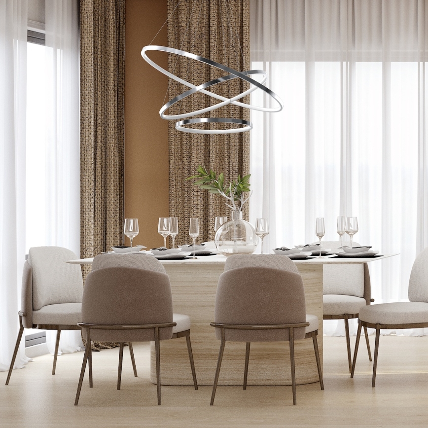 LED Luster na sajli HOOP LED/93W/230V pr. 80 cm 4000K sjajni krom