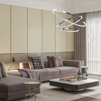 LED Luster na sajli HOOP LED/93W/230V pr. 80 cm 4000K sjajni krom