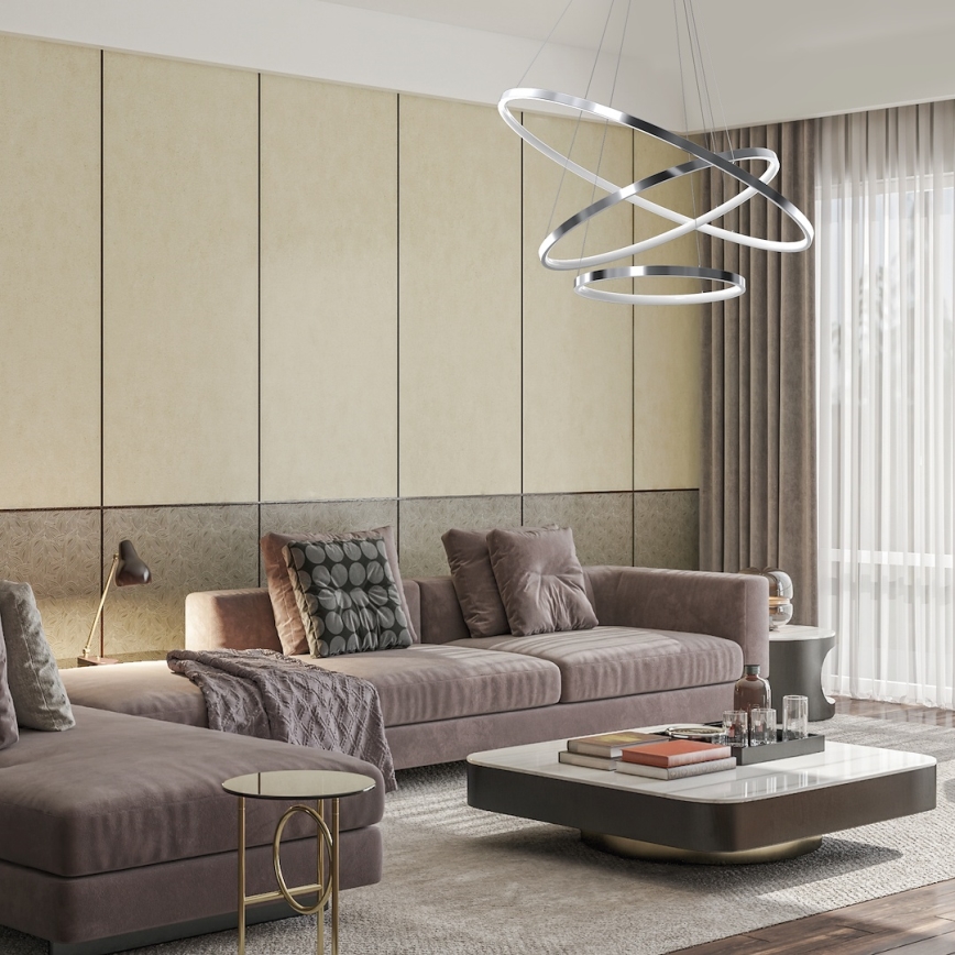 LED Luster na sajli HOOP LED/93W/230V pr. 80 cm 4000K sjajni krom