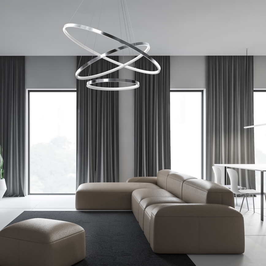 LED Luster na sajli HOOP LED/93W/230V pr. 80 cm 4000K sjajni krom