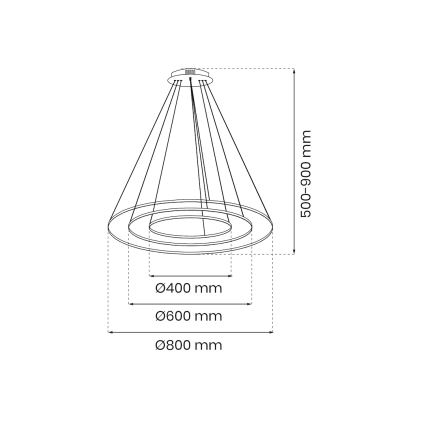 LED Luster na sajli HOOP LED/93W/230V pr. 80 cm 4000K zlatna