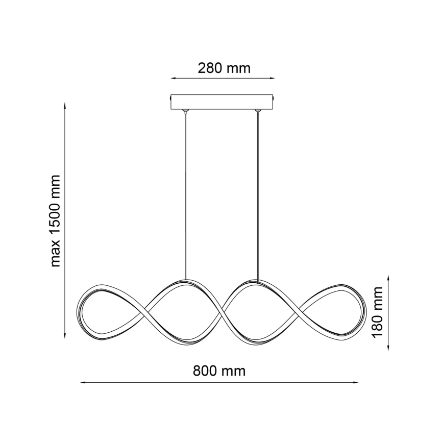 LED Luster na sajli INFINITO LED/34W/230V crna