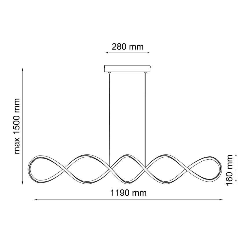 LED Luster na sajli INFINITO LED/43W/230V crna
