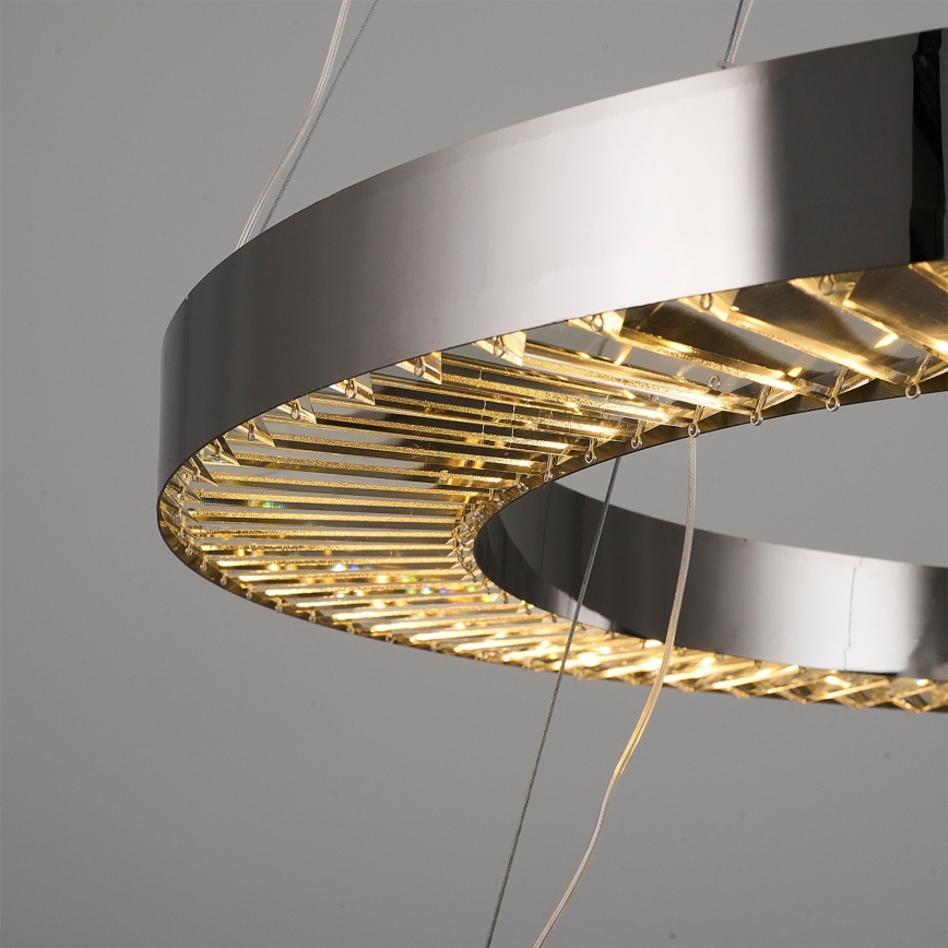 LED luster na sajli JESI LED/140W/230V 3000K Ø 100 cm srebrni